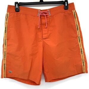 Lacoste Mens Orange Board Swim Shorts Size 7 Outdoor Beach Pool Cruise